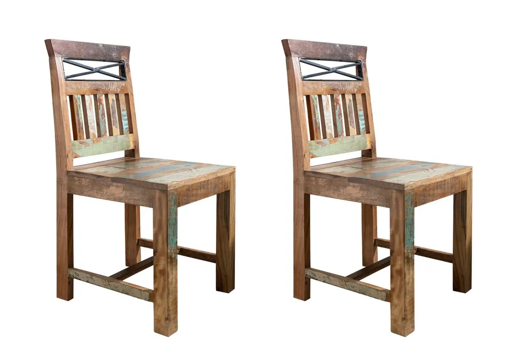 Stuhl Altholz 45x45x90 mehrfarbig lackiert NATURE OF SPIRIT #39, 2er Set Saisonangebot