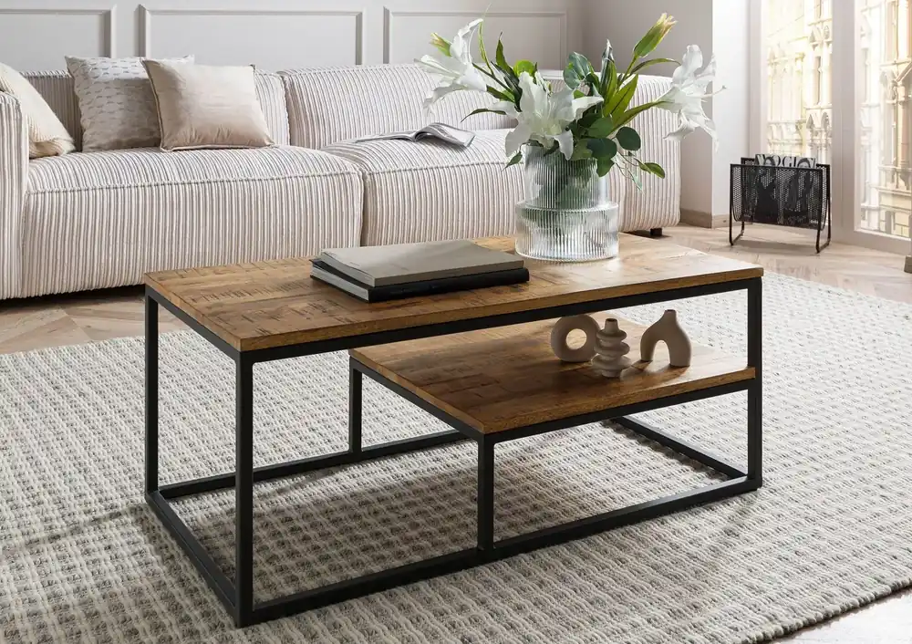 Couchtisch Mango 100x50x43 hellbraun geölt LOUNGE COLLECTION #101 Neu Im Sortiment