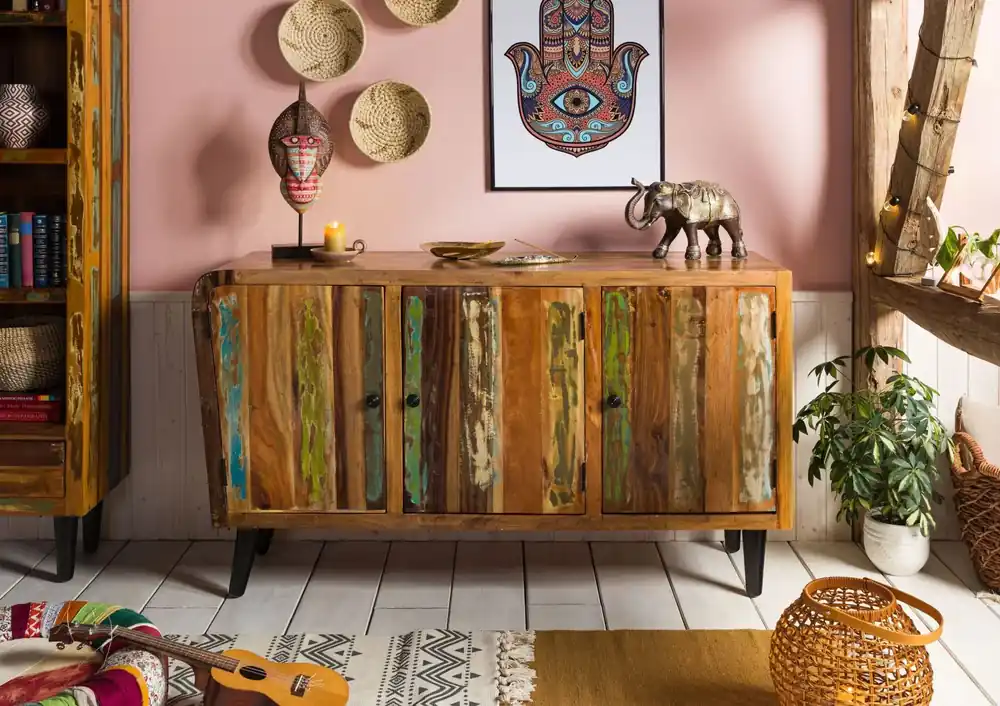 Sideboard Altholz 150x45x86 mehrfarbig lackiert SIXTIES #111 Top-Seller