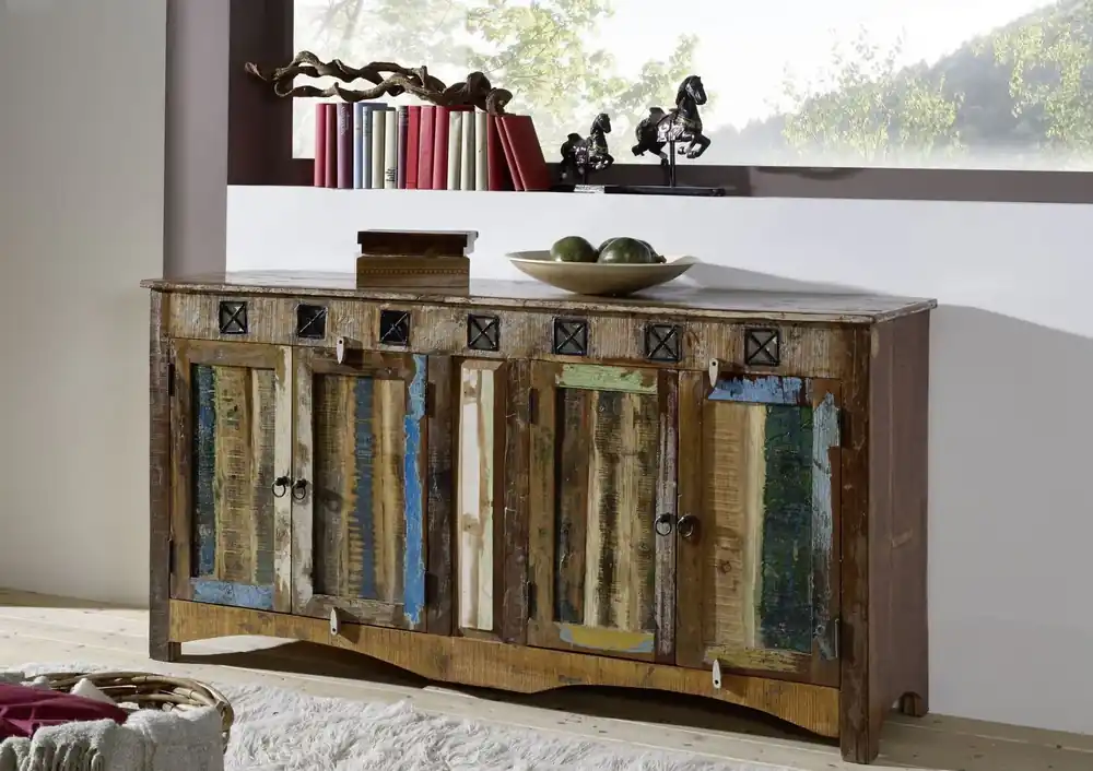 Sideboard Altholz 178x42x88 mehrfarbig lackiert NATURE OF SPIRIT #40 Zertifiziert