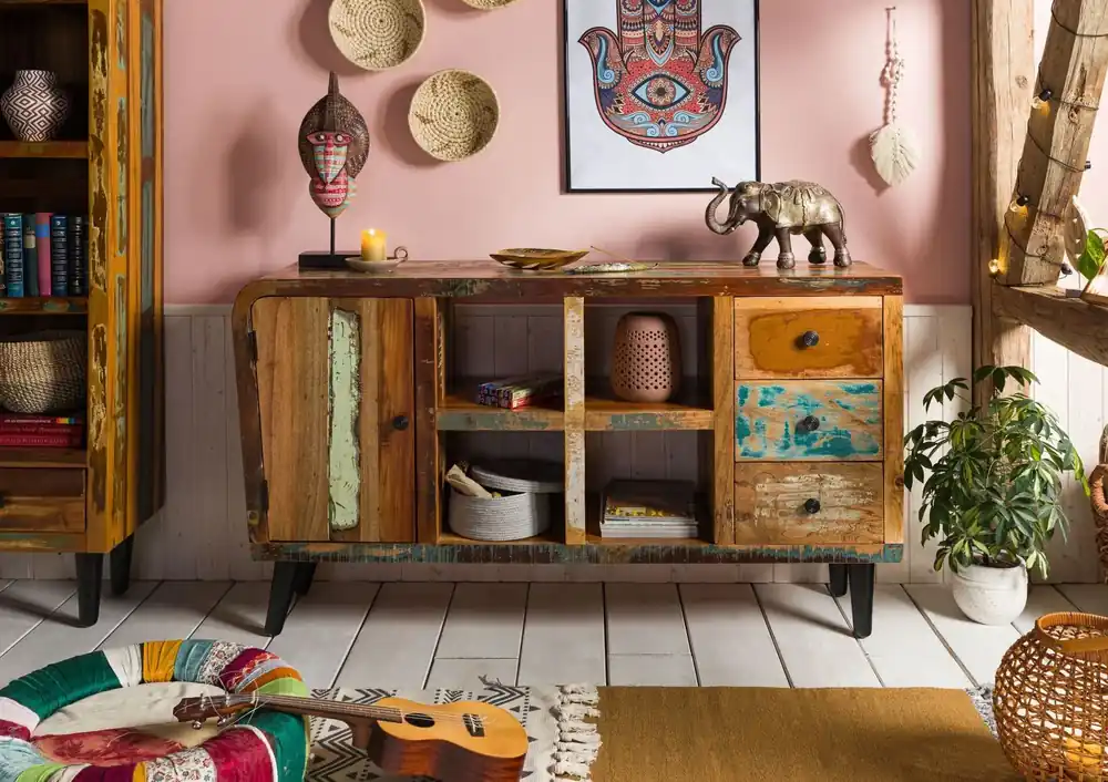 Kracherpreis Sideboard Altholz 150x40x86 mehrfarbig lackiert SIXTIES #101