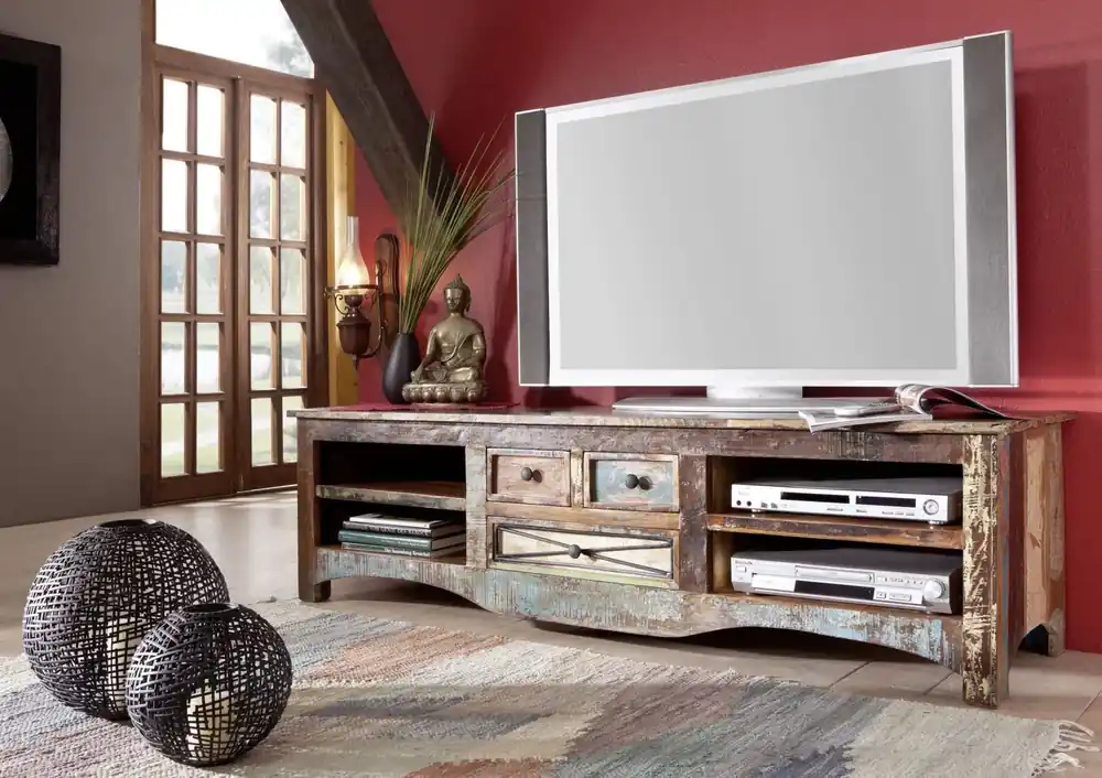 TV-Board Altholz 180x50x50 mehrfarbig lackiert NATURE OF SPIRIT #18 Letzte Chance