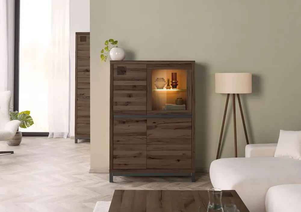 Highboard Kernbuche 103x40x148 tabacco braun geölt VILLANDERS #205 Aktuell