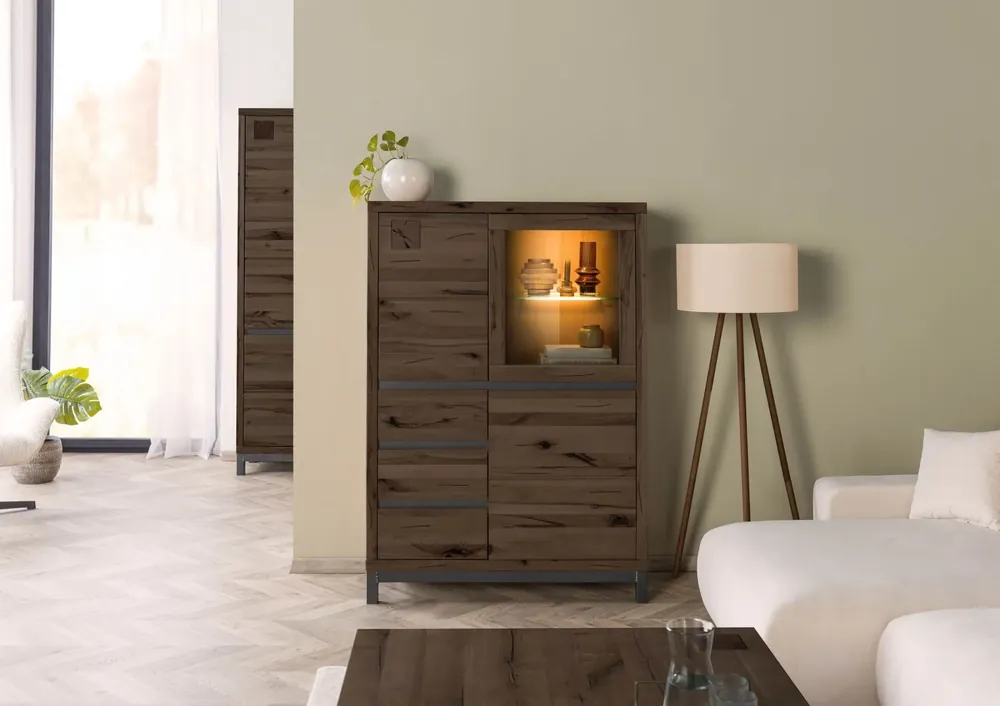 Highboard Kernbuche 103x40x148 tabacco braun geölt VILLANDERS #206 Top-Seller