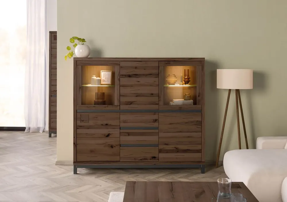 Highboard Kernbuche 166x40x148 tabacco braun geölt VILLANDERS #207 Solange Der Vorrat Reicht