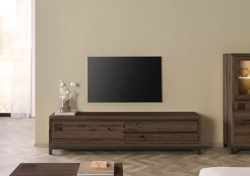 TV-Board Kernbuche 220x40x56 tabacco braun geölt VILLANDERS #254 Expressversand
