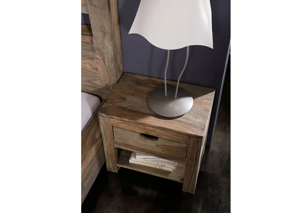 Nachttisch Sheesham 50x35x45 grau geölt NATURE GREY #91 Neu