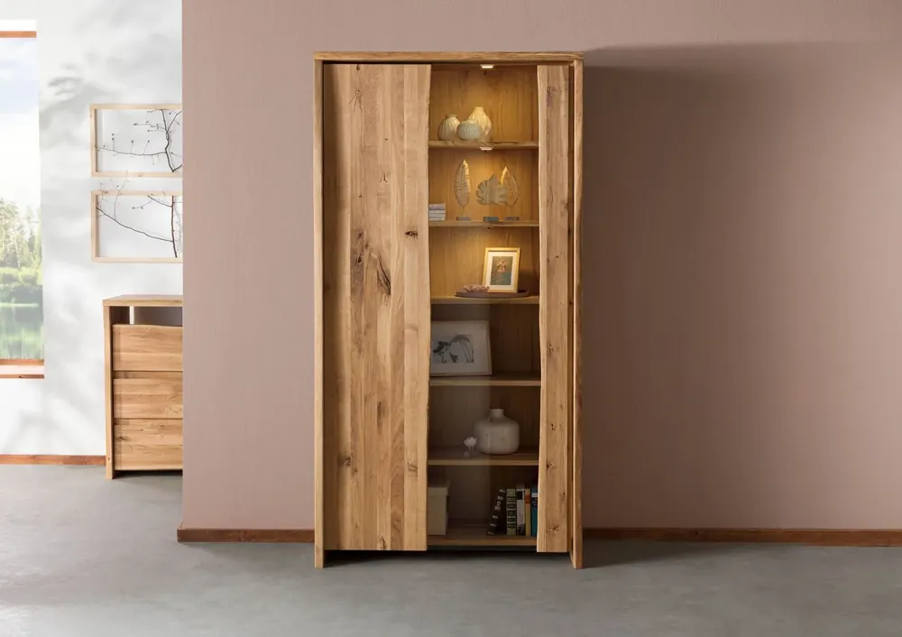 Vitrine Wildeiche 105x45x204 natur geölt PURE OAK #106 Bestpreis