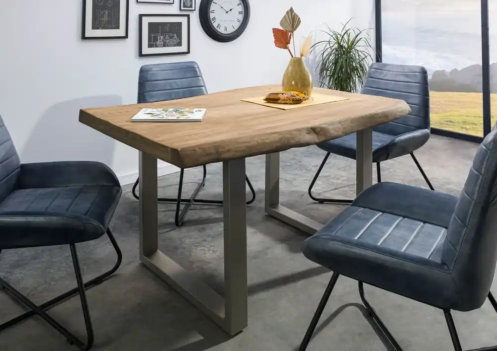 Nur Für Kurze Zeit Baumtisch Mango 160x90x77 beige lackiert / U-Beine silber matt FREEFORM 5