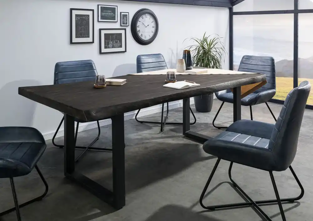 Baumtisch Mango 180x90x77 grau lackiert / U-Beine anthrazit matt FREEFORM 5 Rabatt