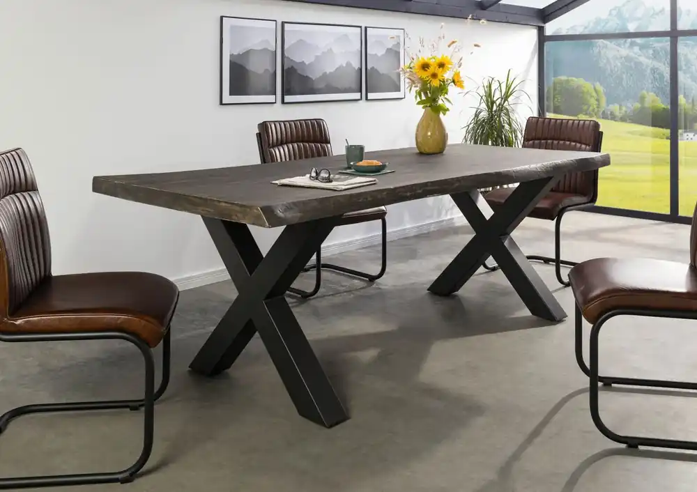 Garantierte Lieferung Baumtisch Mango 180x90x77 grau lackiert / X-Beine anthrazit matt FREEFORM 5