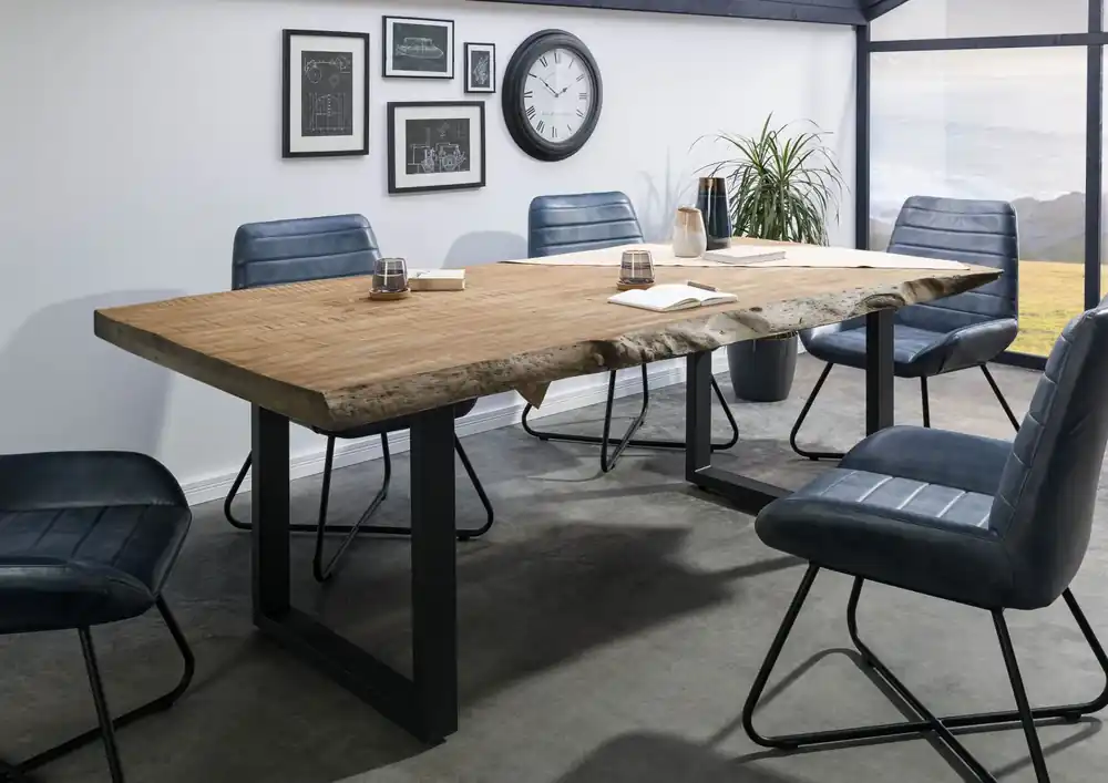 Baumtisch Mango 200x100x77 beige lackiert / U-Beine anthrazit matt FREEFORM 5 Jetzt Kaufen