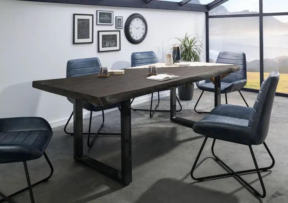 Nur Für Kurze Zeit Baumtisch Mango 200x100x77 grau lackiert / U-Beine anthrazit glänzend FREEFORM 5