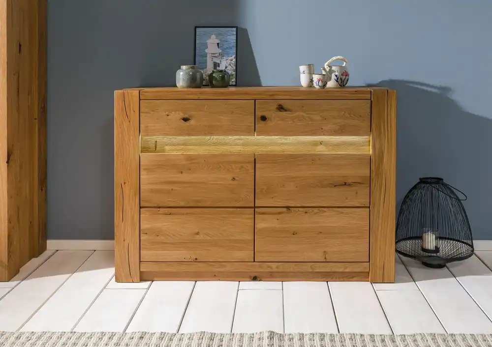 Sideboard Wildeiche 123x40x85 braun geölt KENT #330 Preiswert