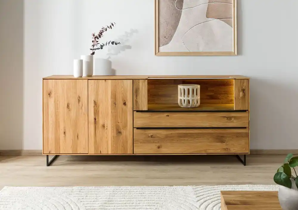 Sideboard Wildeiche 200x43x87 natur geölt WIEN #221 Schneller Versand