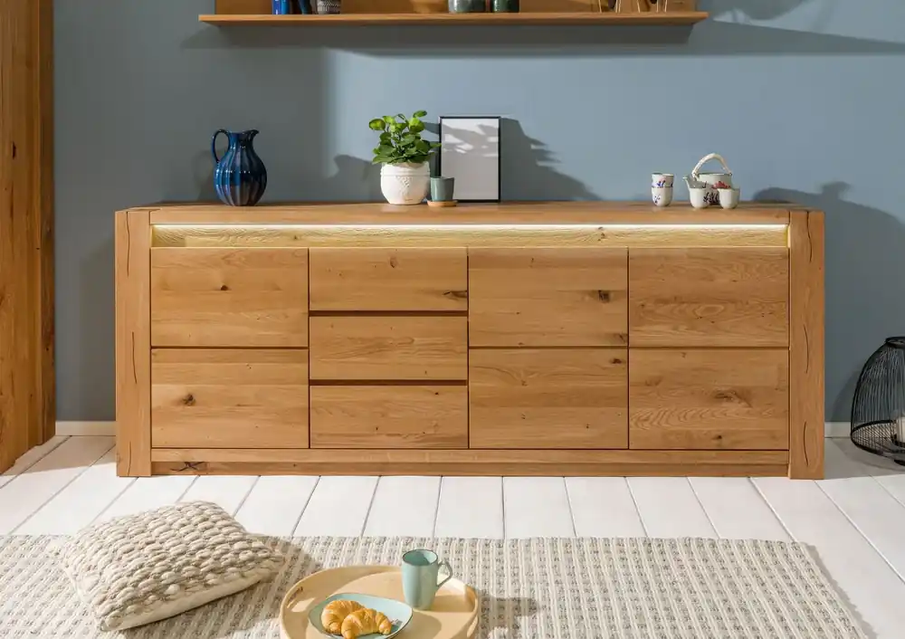 Sideboard Wildeiche 223x40x85 braun geölt KENT #331 Top-Preis