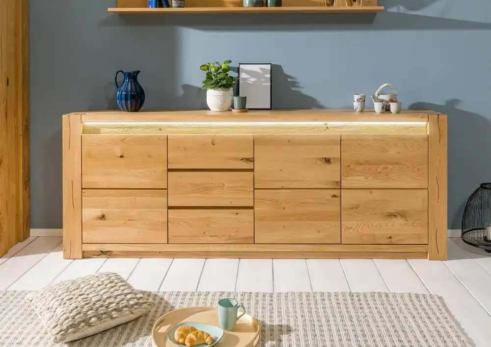 Abverkauf Sideboard Wildeiche 223x40x85 natur geölt KENT #131
