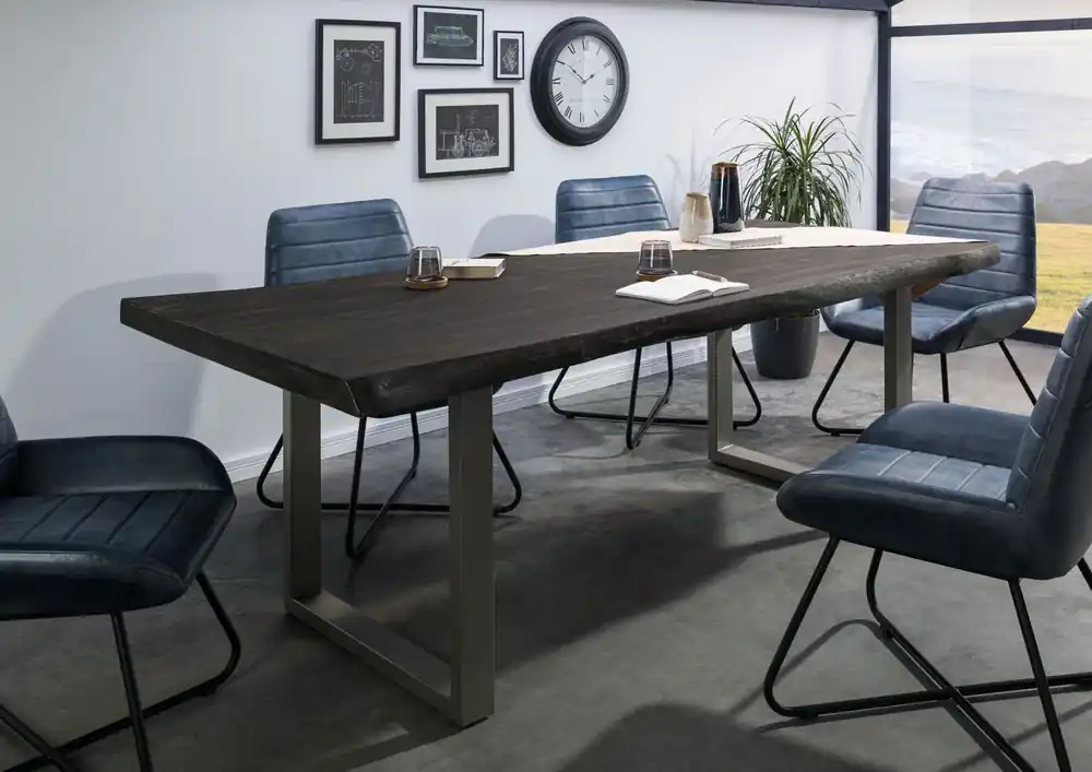 Baumtisch Mango 200x100x77 grau lackiert / U-Beine silber matt FREEFORM 5 Angebot