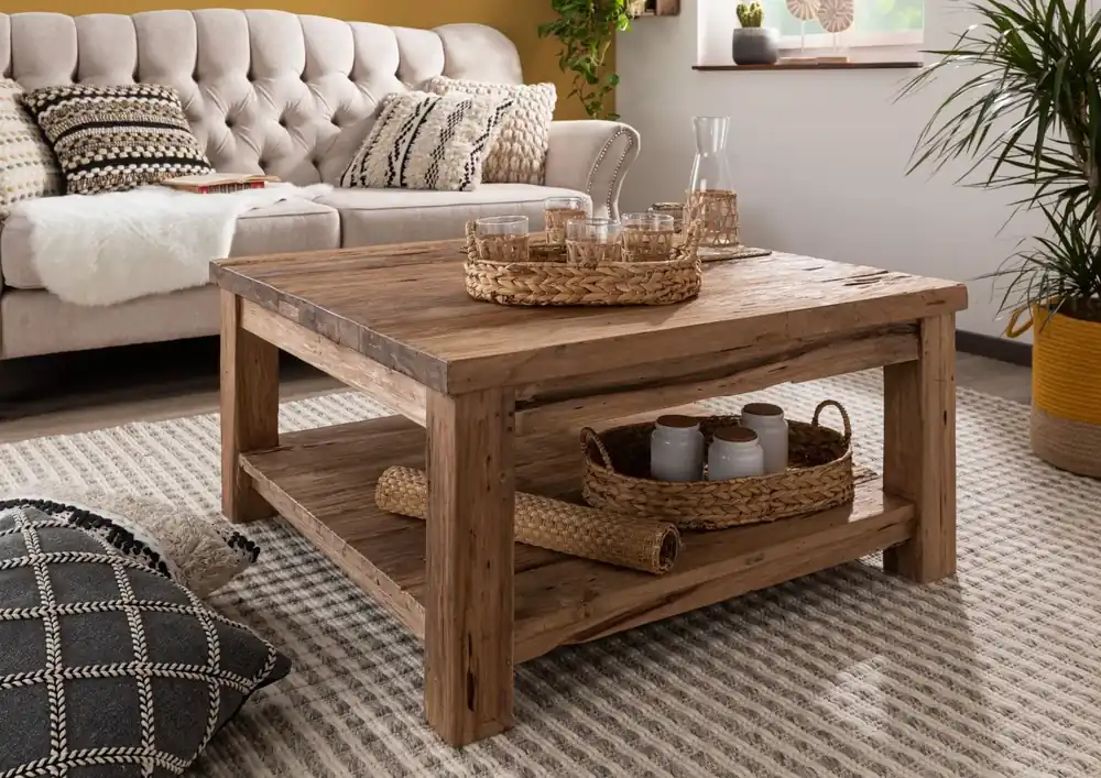 Must-Have Couchtisch Teak 90x90x45 natur unbehandelt BASSANO #140