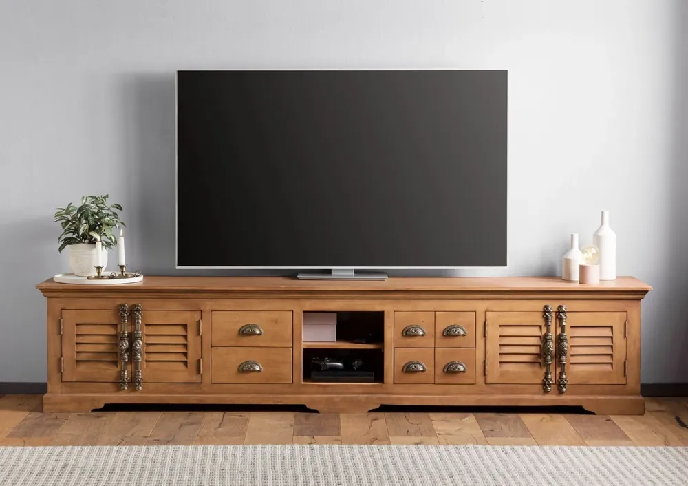 TV-Board Mango 260x45x55 beige geölt TOULOUSE #18 Knallerangebot