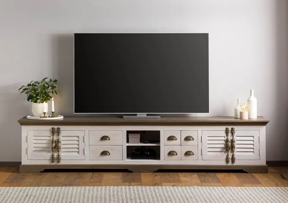 Schnäppchen TV-Board Mango 260x45x55 weiß lackiert TOULOUSE #118