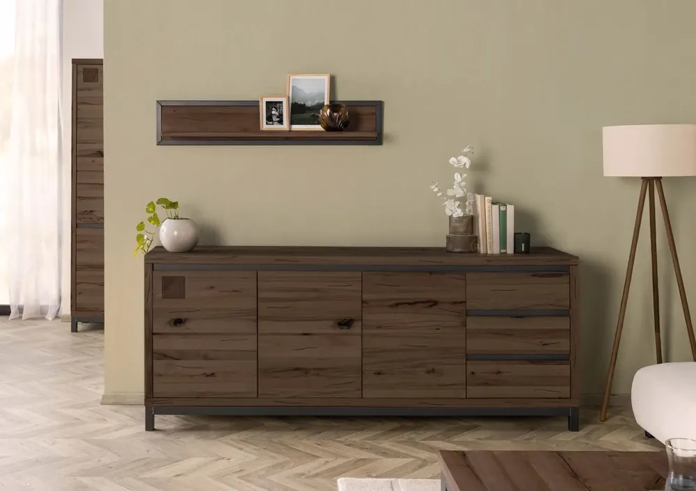 Sideboard Kernbuche 210x45x85 tabacco braun geölt VILLANDERS #252 Zertifiziert