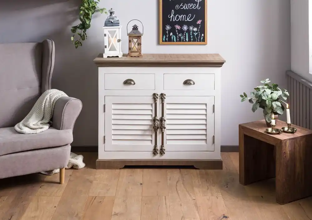 Sideboard Mango 107x45x90 weiß lackiert TOULOUSE #107 Top-Angebot
