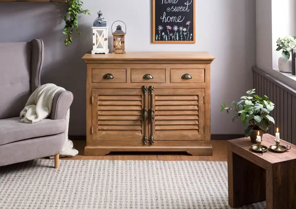 Sideboard Mango 120x45x90 beige geölt TOULOUSE #06 Direktkauf
