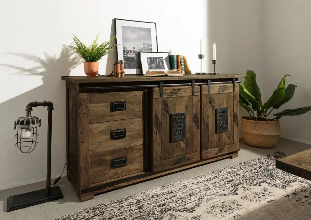 Sideboard Mango 150x45x80 braun lackiert RAILWAY #400 Neuheit