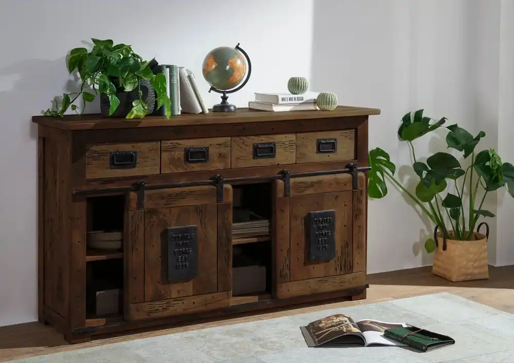 Sideboard Mango 150x45x90 braun lackiert RAILWAY #420 Sofort Bestellen