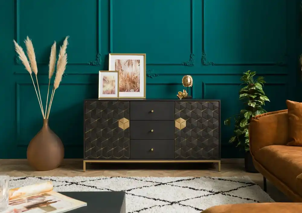 Heißes Angebot Sideboard Mango 146x40x77 grau geölt DIAMOND #122