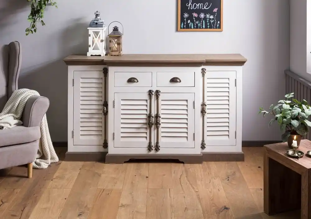 Sideboard Mango 160x45x90 weiß lackiert TOULOUSE #108 Schneller Versand