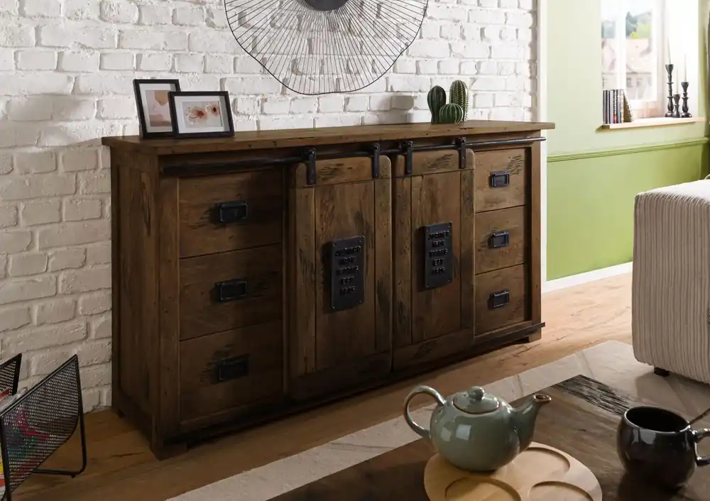 Nur Heute Sideboard Mango 170x45x90 braun lackiert RAILWAY #493