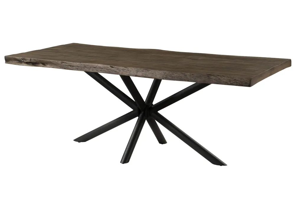Baumtisch Mango 200x100x76 grau lackiert / Kreuzgestell anthrazit matt FREEFORM 5 Zertifiziert
