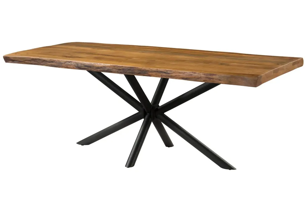 Billig Baumtisch Mango 200x100x76 natur lackiert / Kreuzgestell anthrazit matt FREEFORM 5