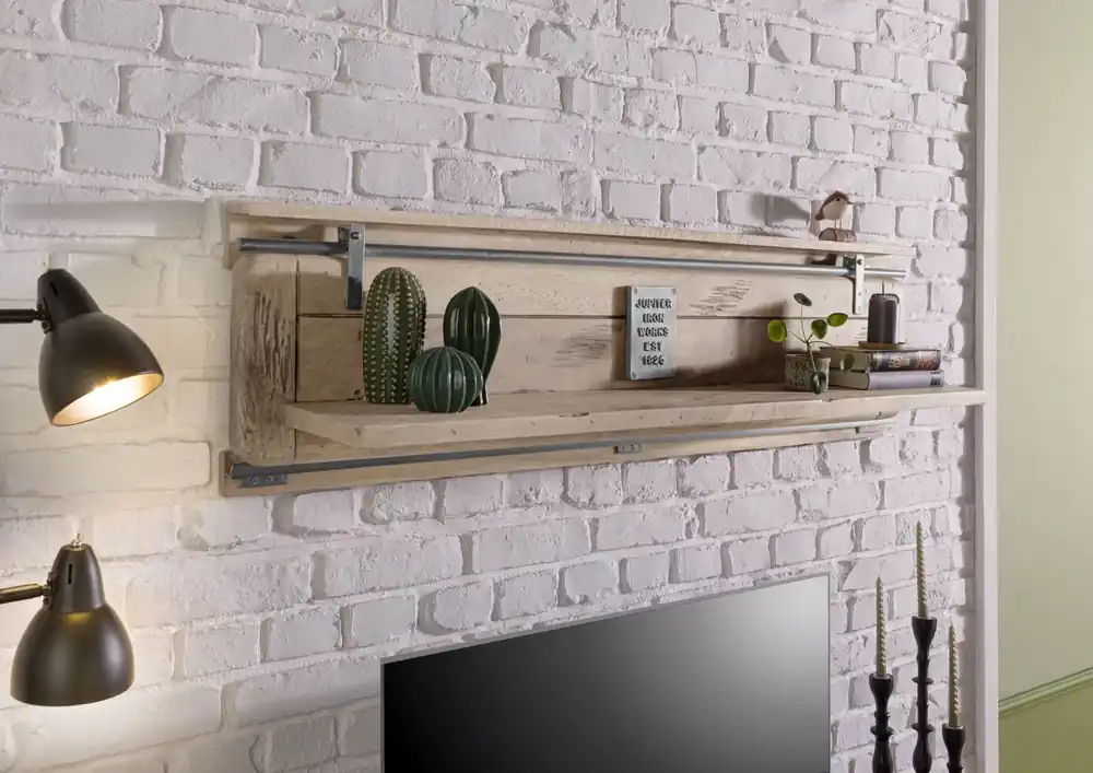 Sofort Bestellen Wandregal Mango 160x25x38 whitewash lackiert RAILWAY #390