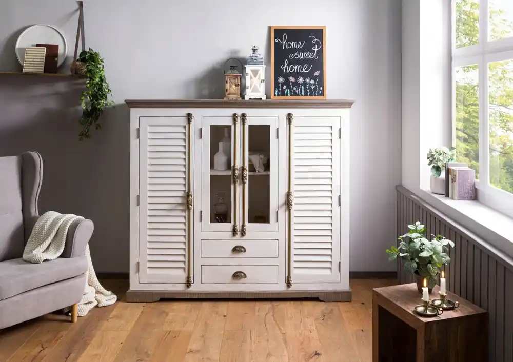 Highlight Highboard Mango 160x45x142 weiß lackiert TOULOUSE #115