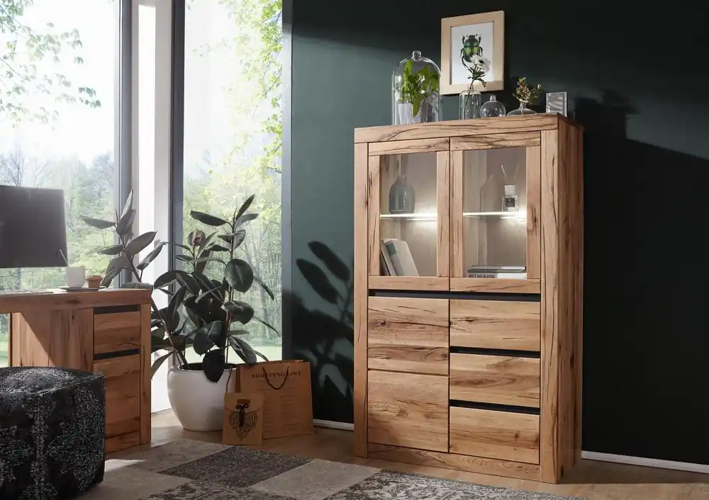 Neue Kollektion Highboard Wild-/Zerreiche 95x42x150 natur geölt MONTREUX #123