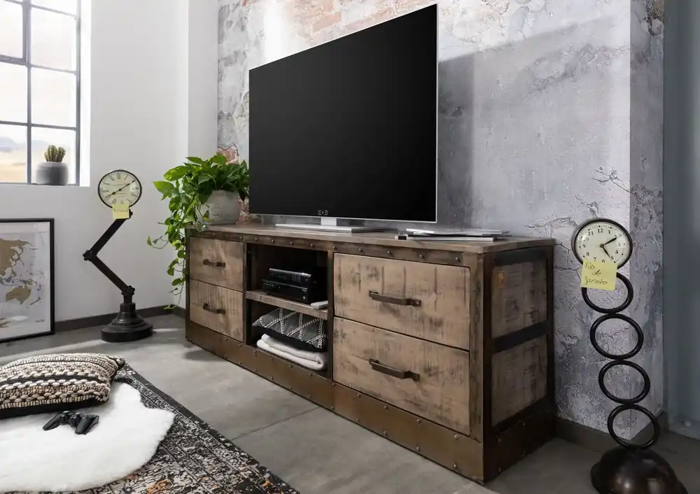 TV-Board Mango 180x40x60 braun lackiert HEAVY INDUSTRY #239 Super-Preis
