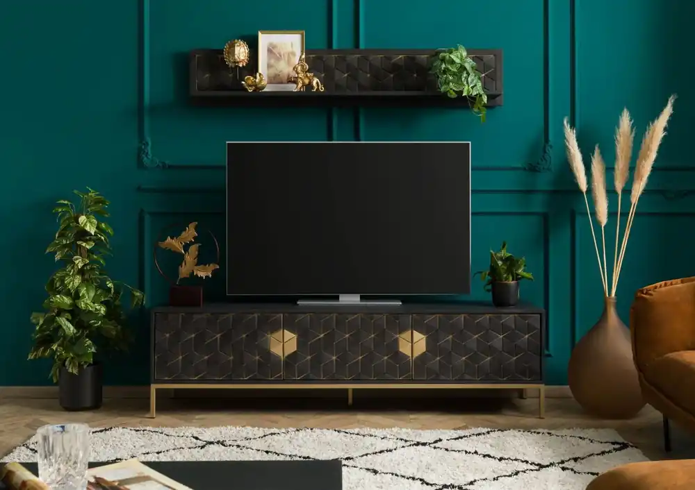 Schneller Versand TV-Board Mango 180x45x50 grau geölt DIAMOND #124