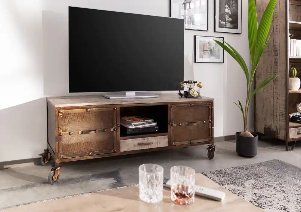 TV-Board Mango 150x40x60 braun lackiert HEAVY INDUSTRY #219 Neue Ware