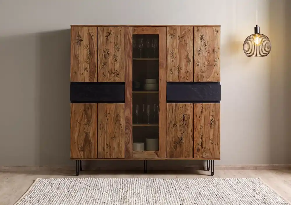 Nur Heute Highboard Sheesham 158x40x160 natur unbehandelt LICHTENBERG #101