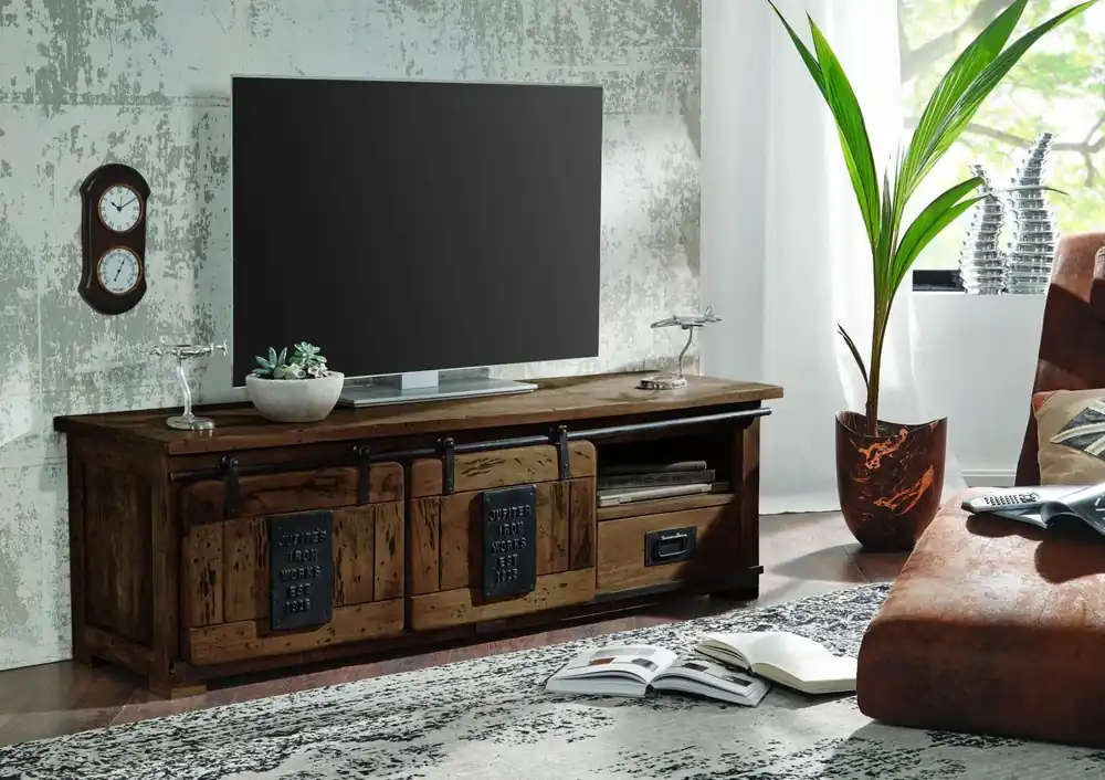 TV-Board Mango 160x45x50 braun lackiert RAILWAY #401 Neue Kollektion