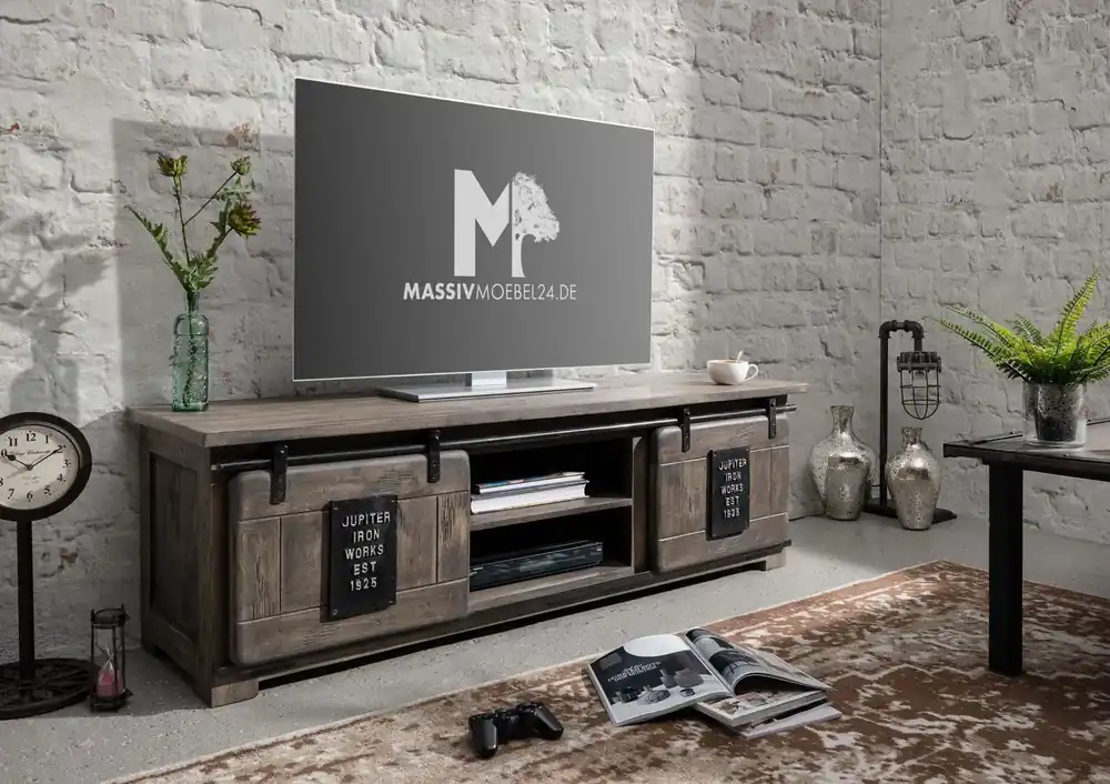 Neue Kollektion TV-Board Mango 160x45x50 grau lackiert RAILWAY #201