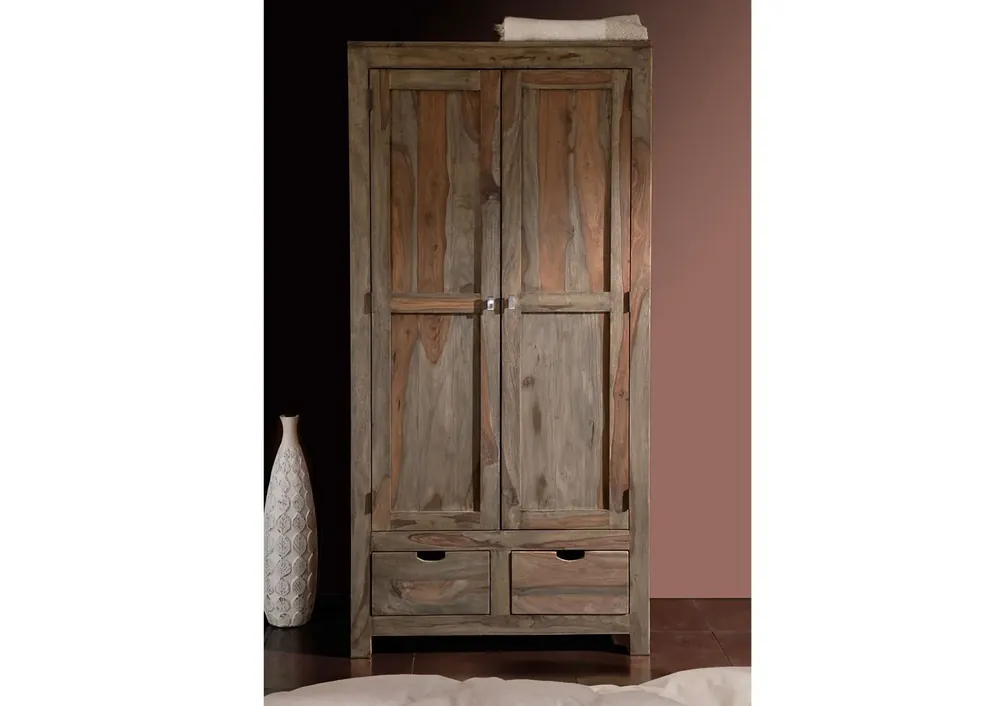 Preisreduziert Schrank Sheesham 96x60x200 grau geölt NATURE GREY #99