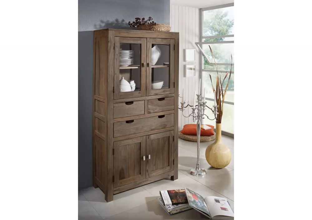 Top-Seller Schrank Sheesham 90x40x180 grau geölt NATURE GREY #61