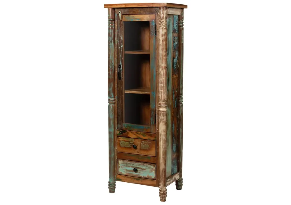 Vitrine Altholz 55x42x150 mehrfarbig lackiert FABLE #30 Heißes Angebot
