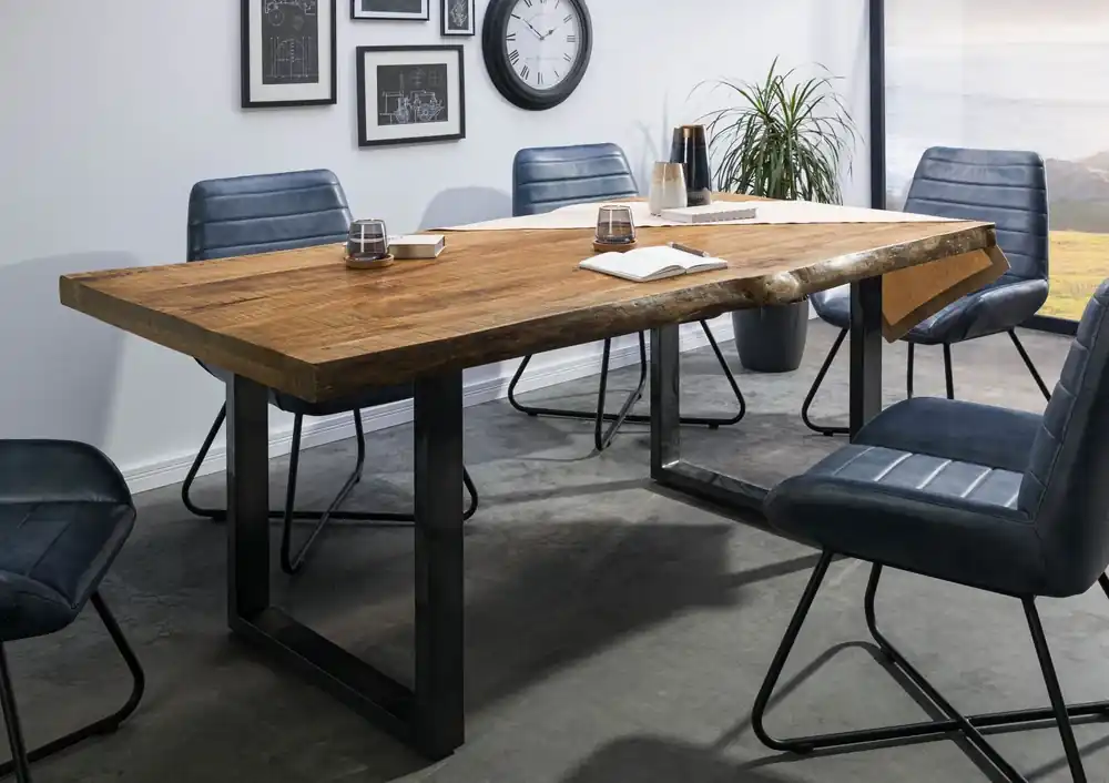 Beliebt Baumtisch Mango 240x100x77 natur lackiert / U-Beine anthrazit glänzend FREEFORM 5