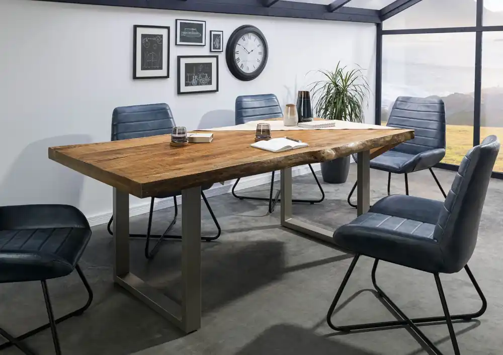 Finale Aktion Baumtisch Mango 240x100x77 natur lackiert / U-Beine silber matt FREEFORM 5