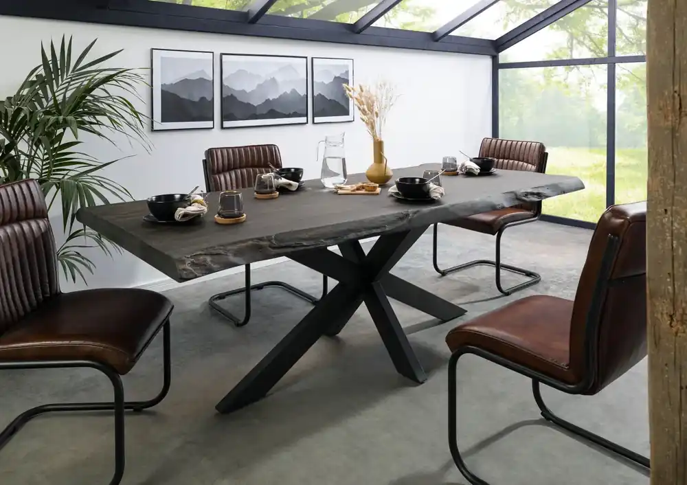 Sofort Bestellen Baumtisch Mango 220x100x77 grau lackiert / Kreuzgestell anthrazit matt FREEFORM 5
